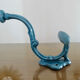 Pair of hooks in blue enamelled cast iron, art deco 30s 40s