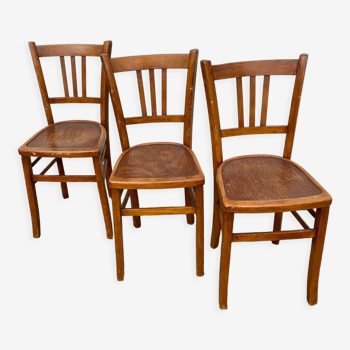 Trio de chaises bistrot faux cannage