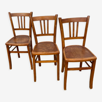 Trio of chairs bistro faux cannage