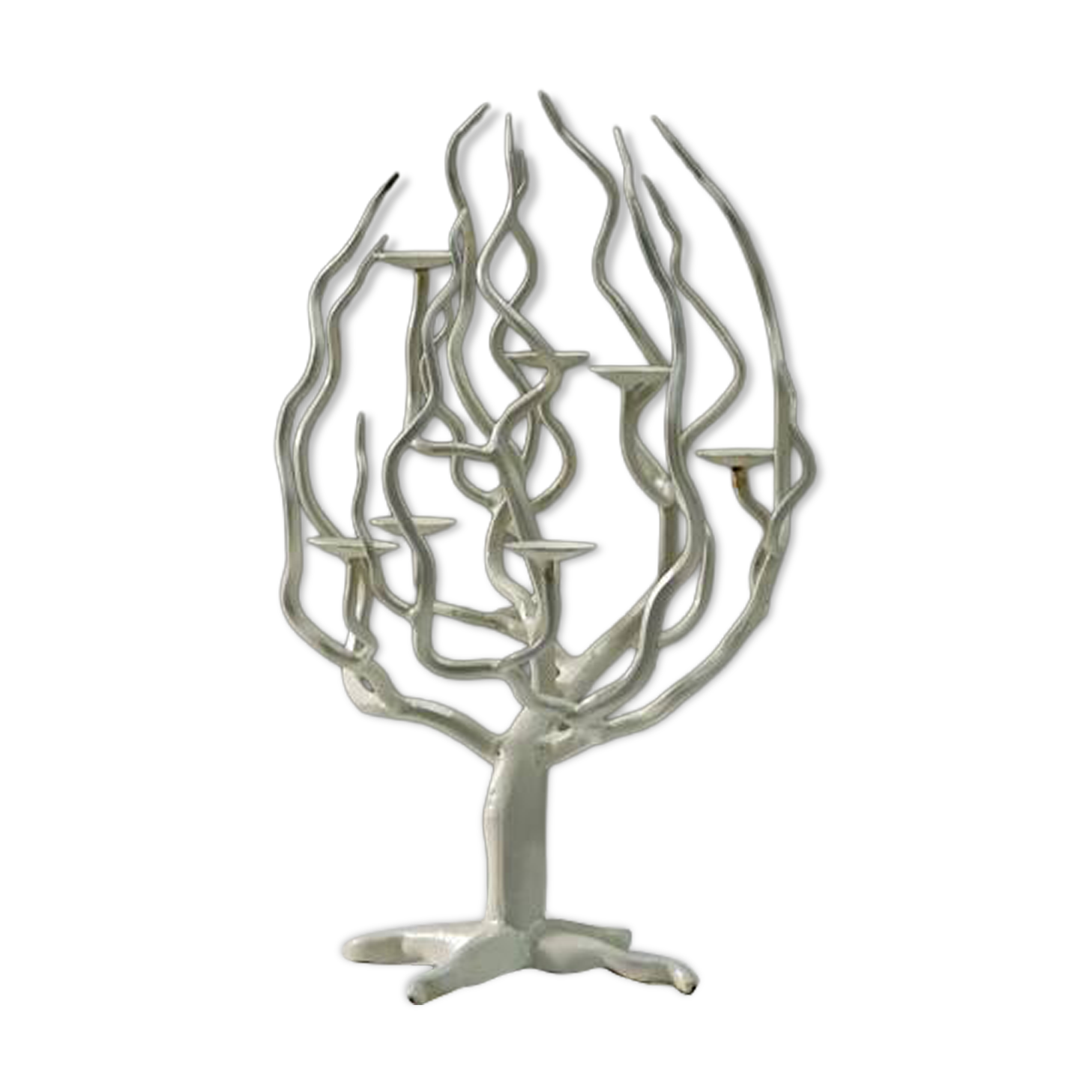 White brutalist tree candle holder “tree of life” 1970s.