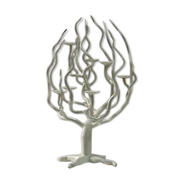 White brutalist tree candle holder “tree of life” 1970s.