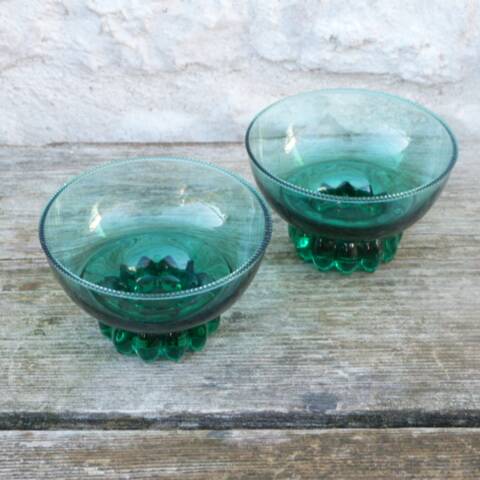 Lot de 2 coupelles en cristal vert foncé