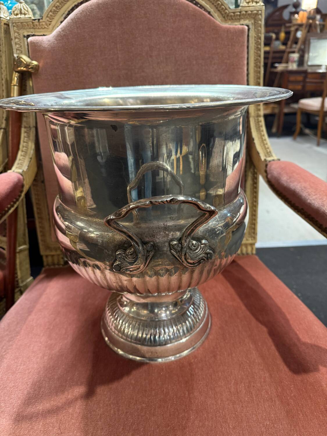 Large silver-plated champagne bucket