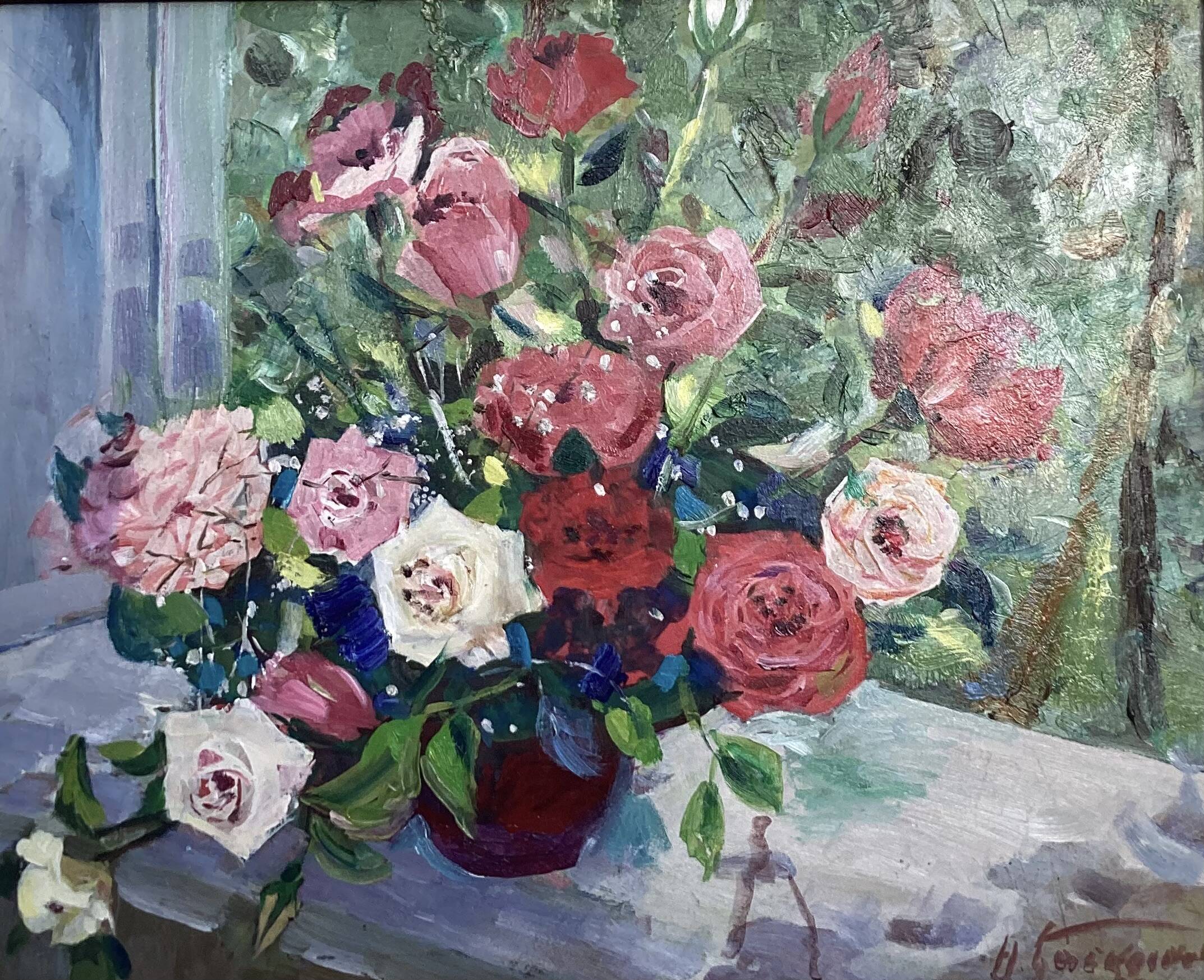 Oil painting on canvas signed dimensions: height -50cm-width -58cm-