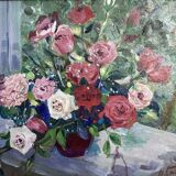 Oil painting on canvas signed dimensions: height -50cm-width -58cm-