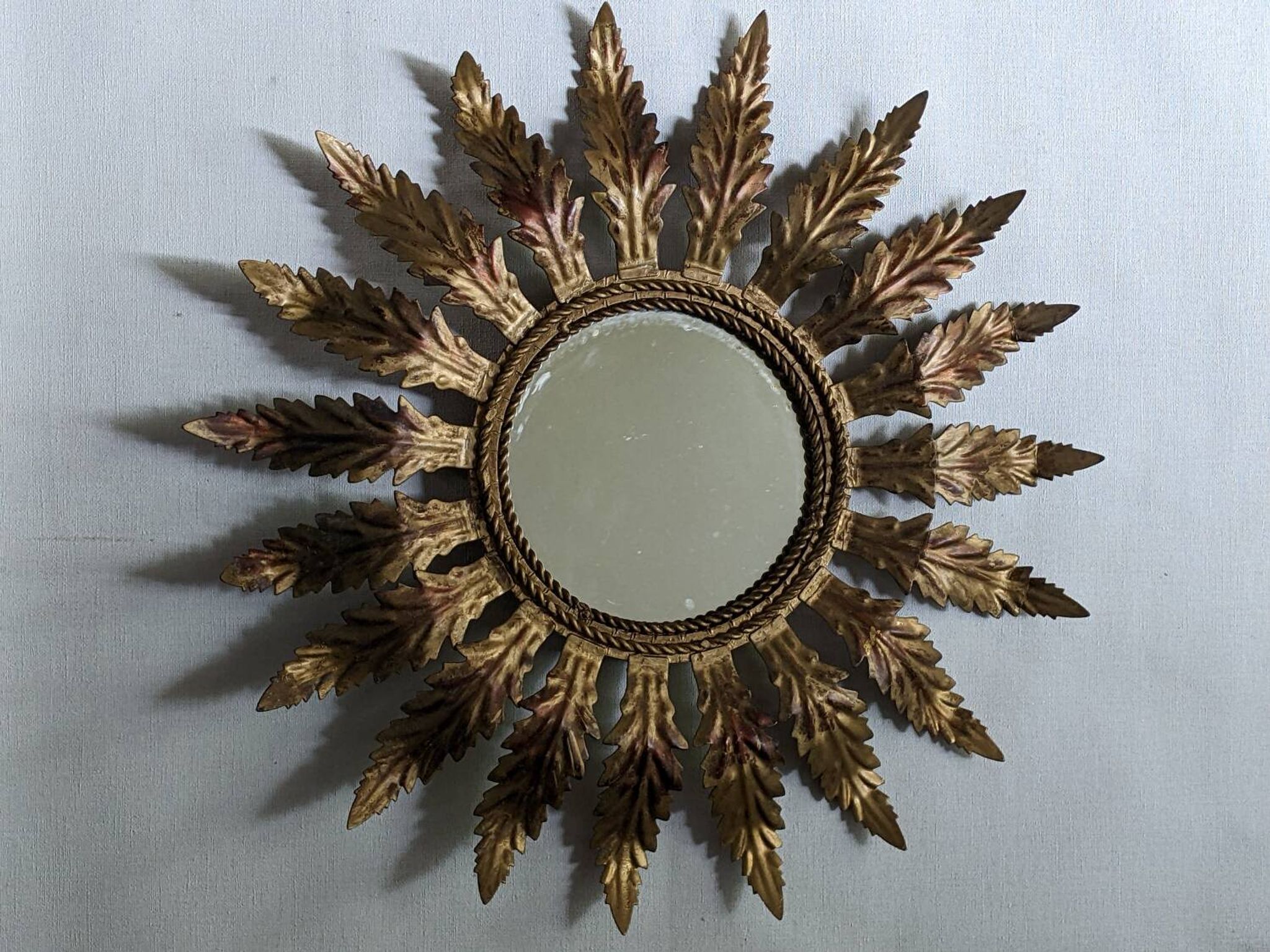Miroir soleil métal vieilli décoration campagne