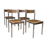 4 chrome and straw chairs