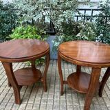 Duo of side tables or vintage pedestal tables from the 50s