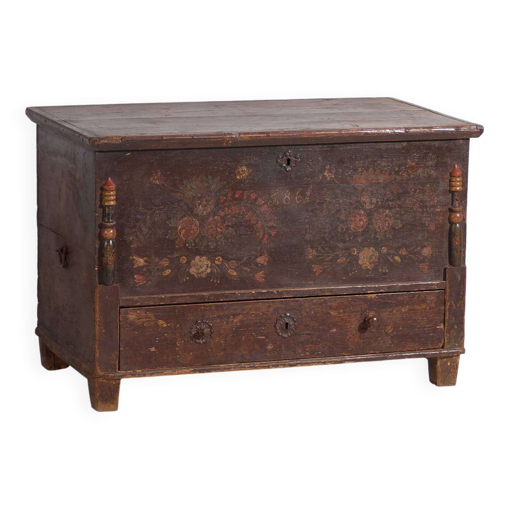 Antique storage trunk dated 1861 #23