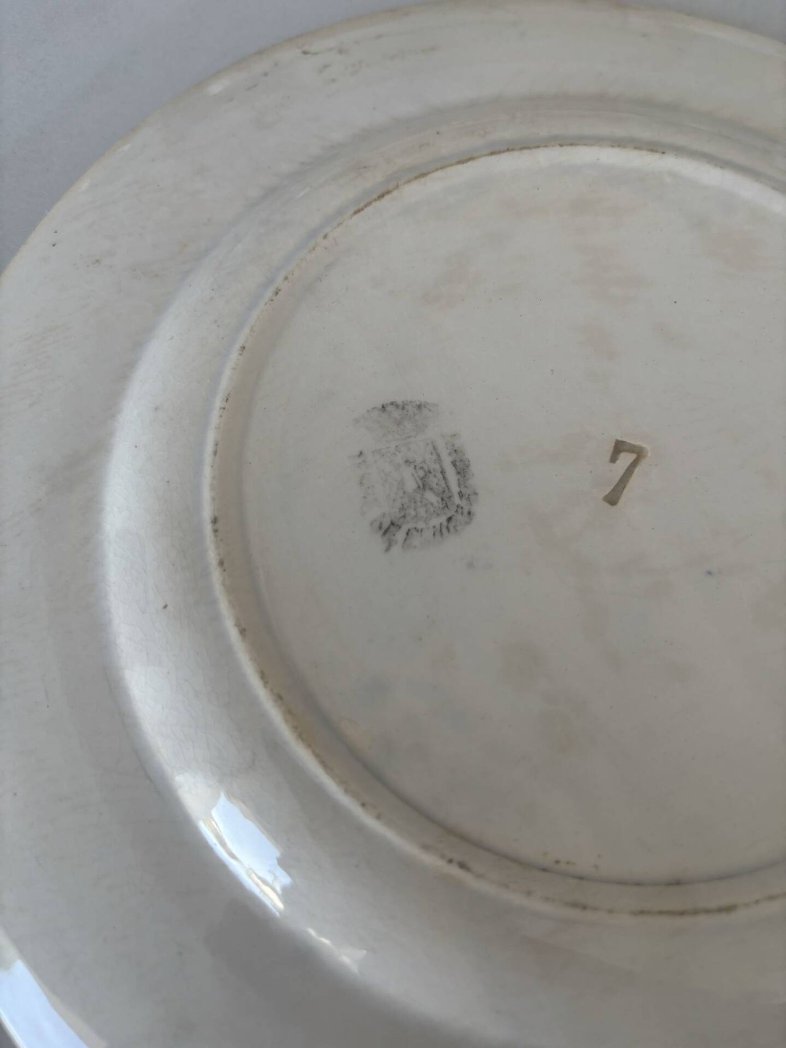 Assiette plate terre de fer sarreguemines fleur bleu- faïence ancienne
