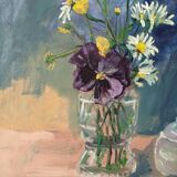 Acrylic on canvas contemporary painting bohemian countryside still life