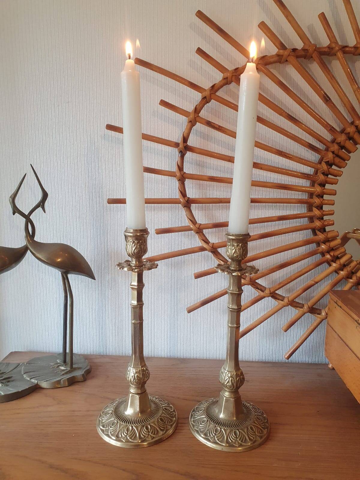 Pair of bronze candlesticks