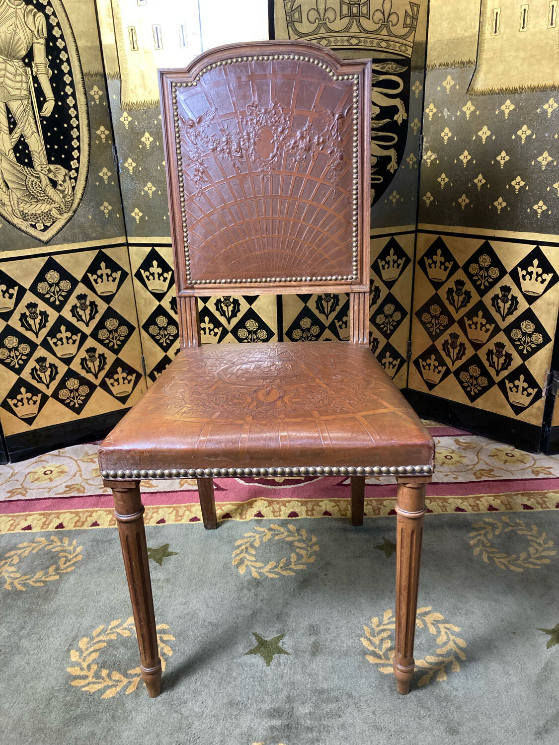 Lot De 5 Chaises Louis XVI - Style Fauteuil, Bois Beige, Hauteur 95cm, Largeur 47cm