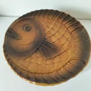 6 antique fish barbotine plates – Saint-Clément