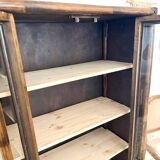 Glass cabinet in bamboo and cane