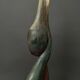 Sculpture en bois par Calin Hentea XXe femme à l'oiseau