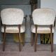 Pair of bridge chairs in wood and powder pink satin-effect fabric, Art Deco style