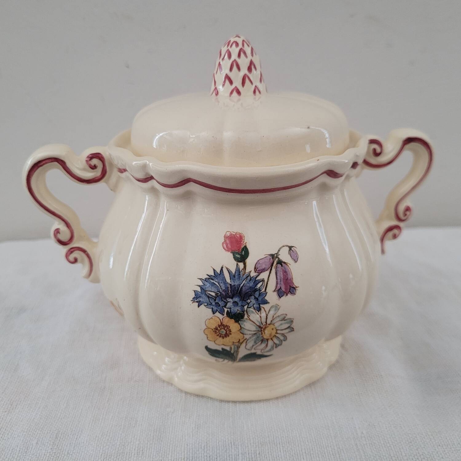 Rustic Sugar Bowl Digoin Sarreguemines 1930