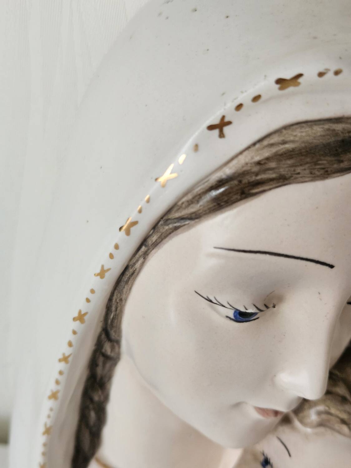 Vintage Italian wall ceramic Virgin and Child