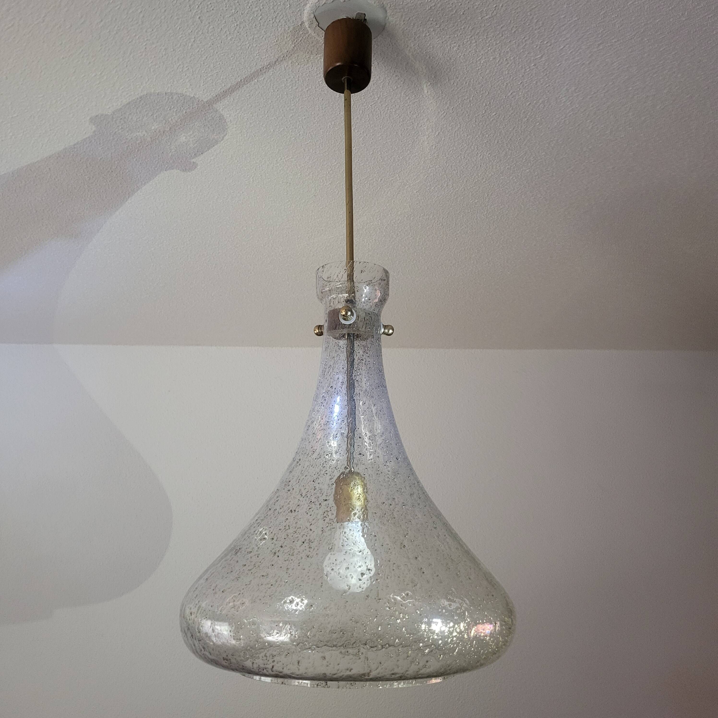 Designer drop pendant in blown and bubbled glass, Capital Lighting