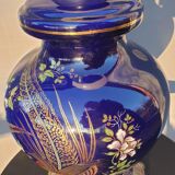 Ceramic lamp birds lyres on midnight blue background Napoleon III