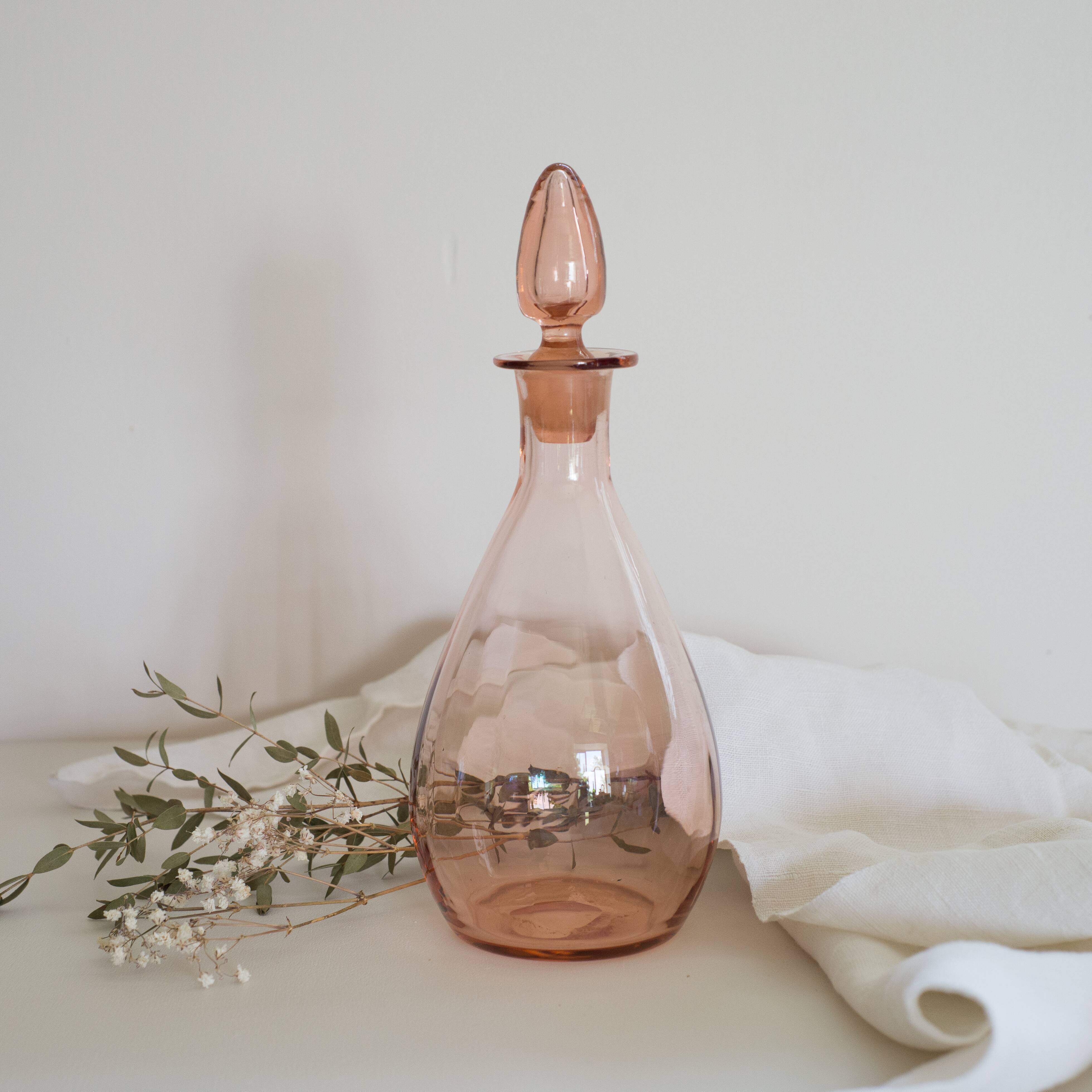 Pink glass bottle