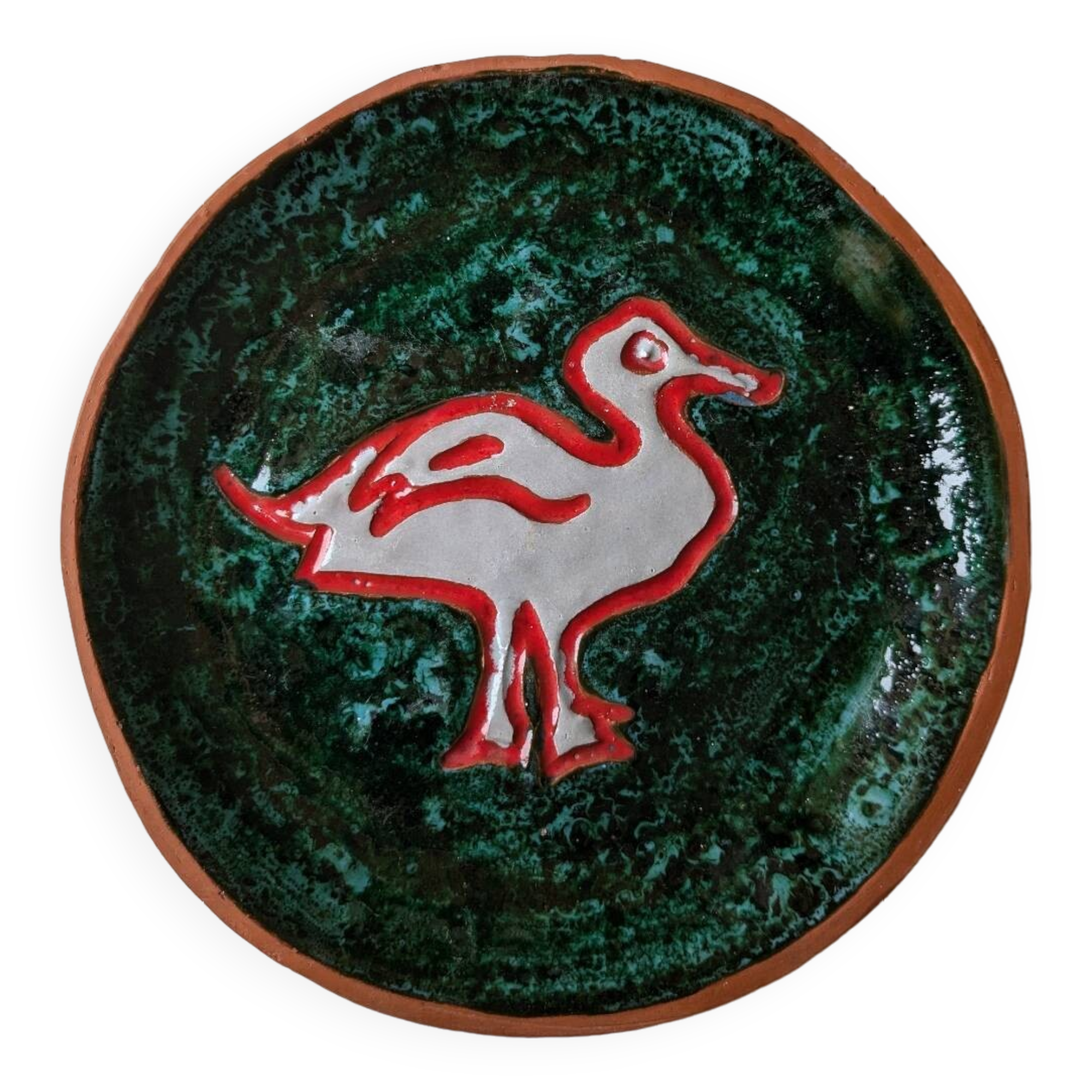 Decorative ceramic plate with duck decoration
