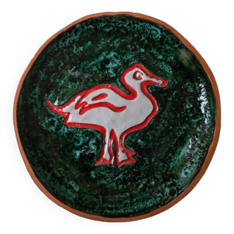 Assiette décorative en céramique au décor de canard