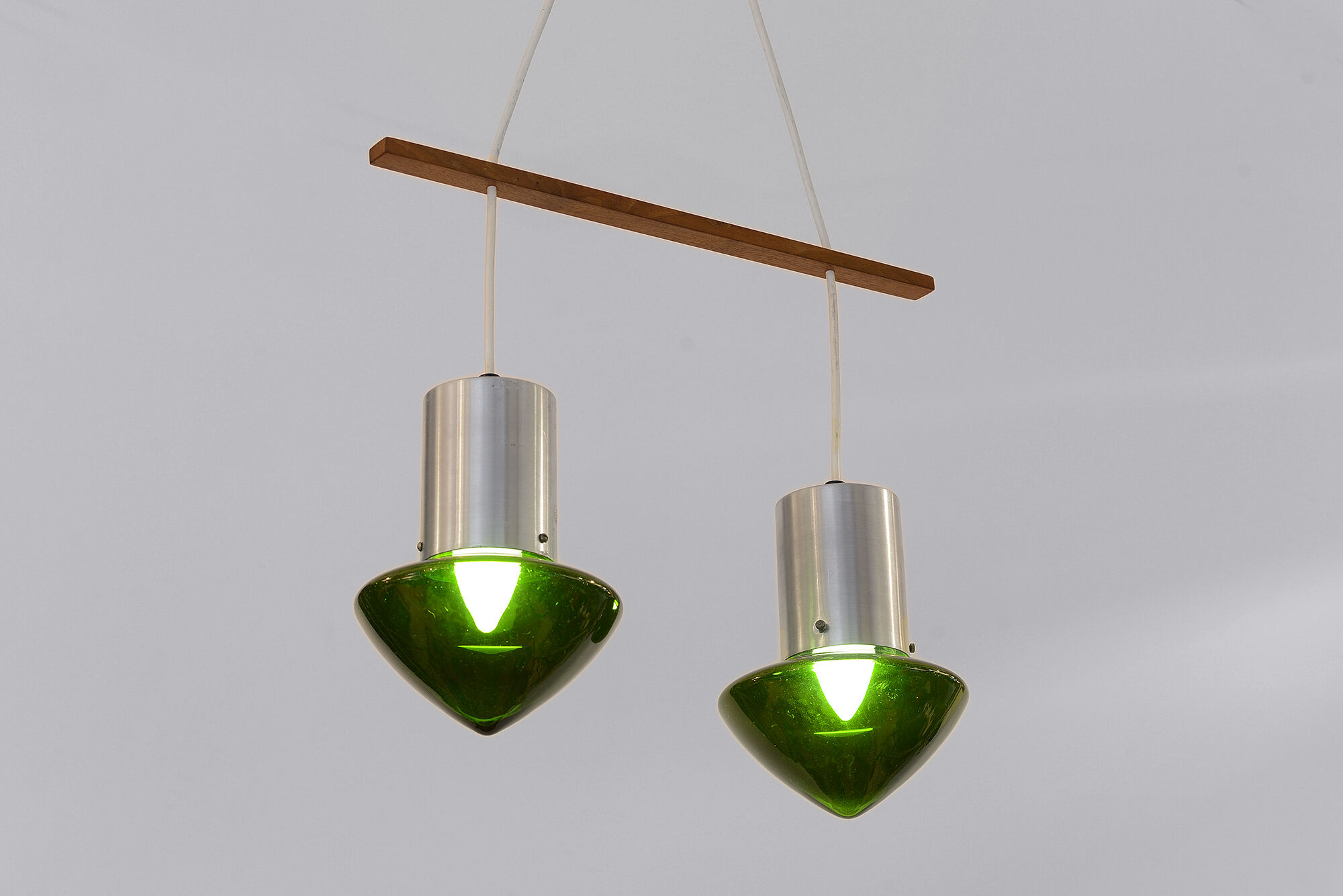 Pair of green glass pendant lights Sweden 1960s