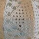 Bedside lamp glass foot and lampshade hook ecru / vintage 60s-70s
