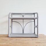 Etagère rotin ancienne grise