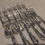 12 silver-plated dessert forks, Ercuis silversmith, Louis XV 29