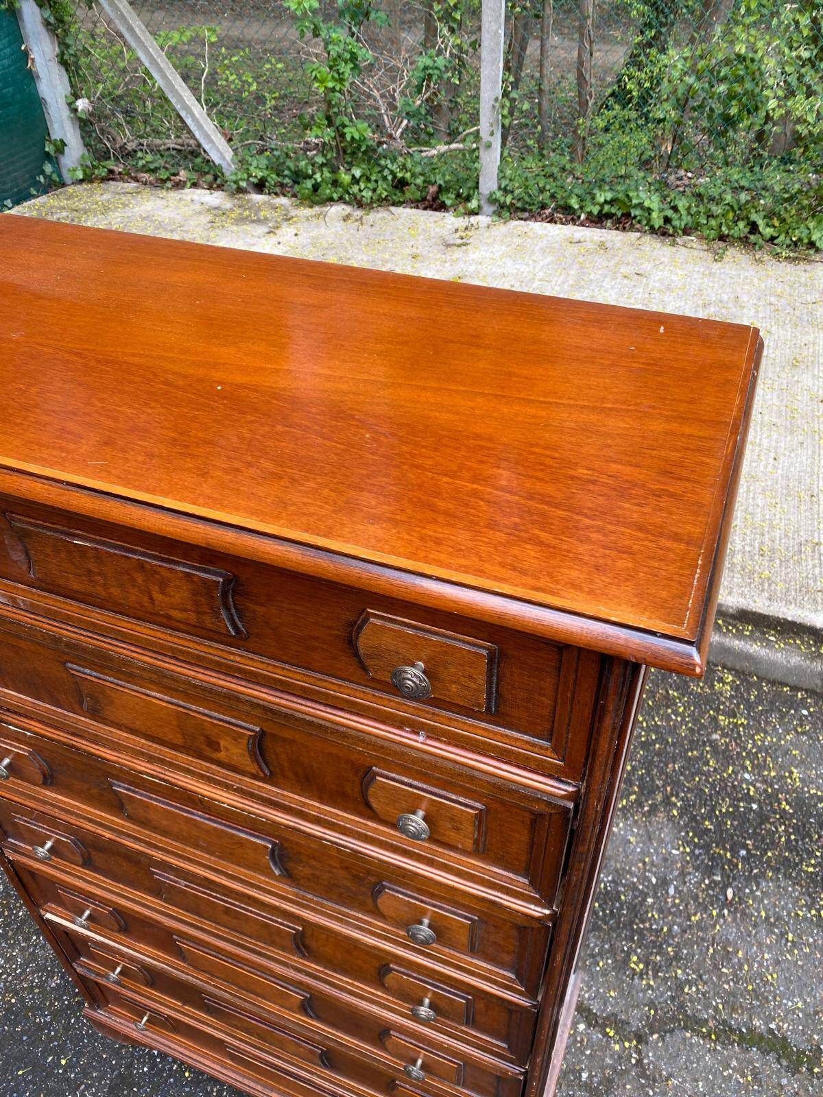 Semainier commode vintage 7 tiroirs coloniale en bois