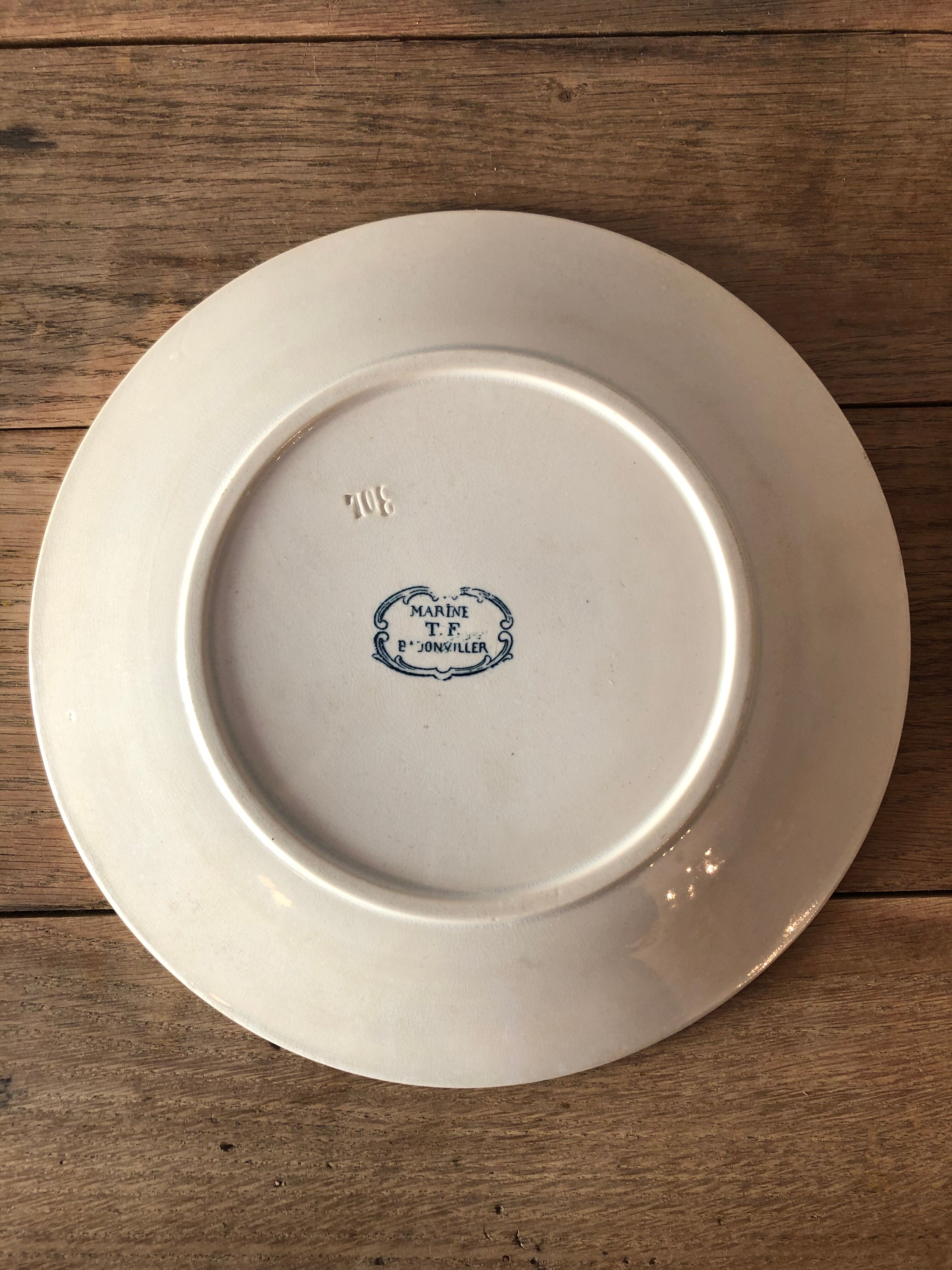 Set de 4 assiettes plates en faïence Marine