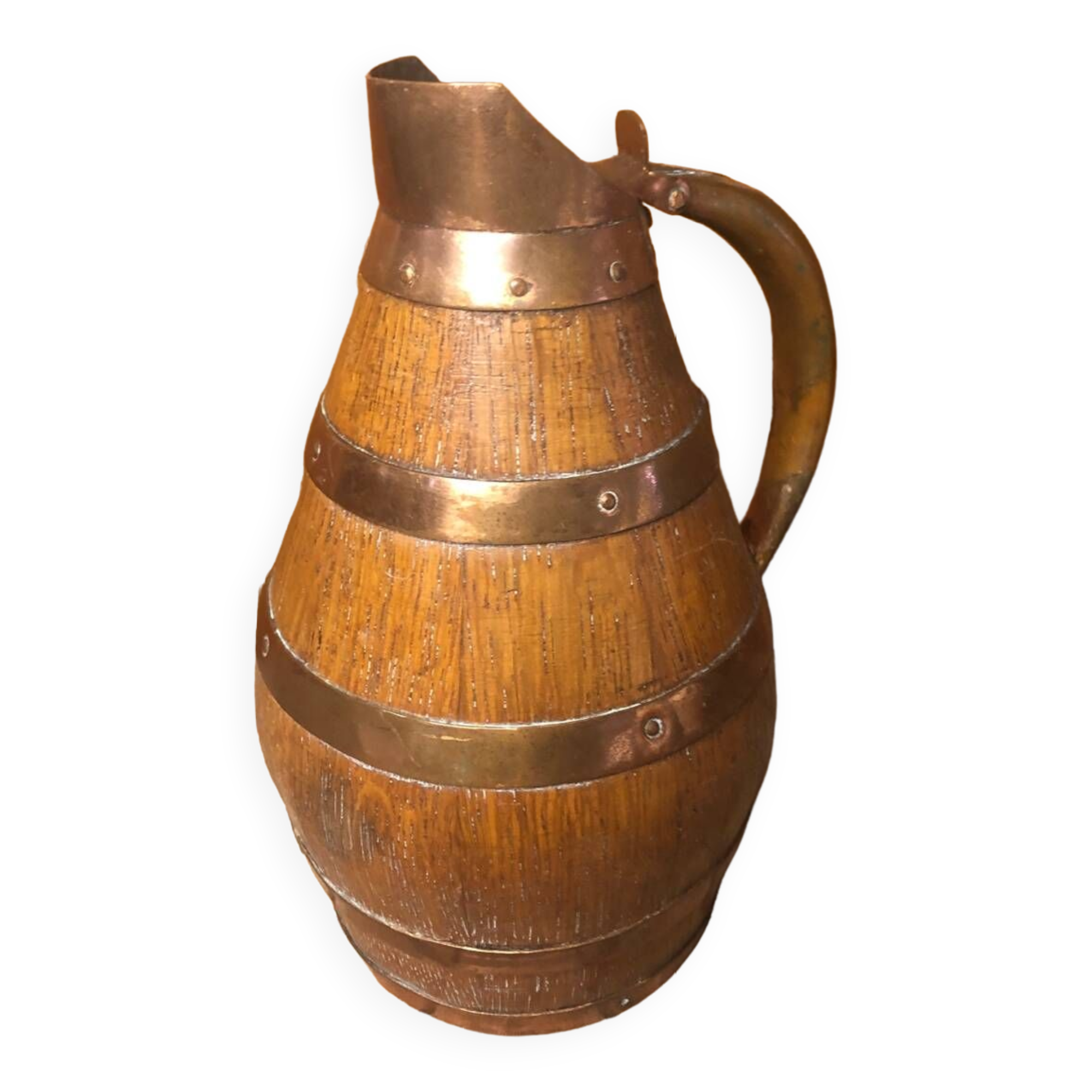 Ancien Pichet BLANCHET Bois + Cerclage Cuivre Vintage