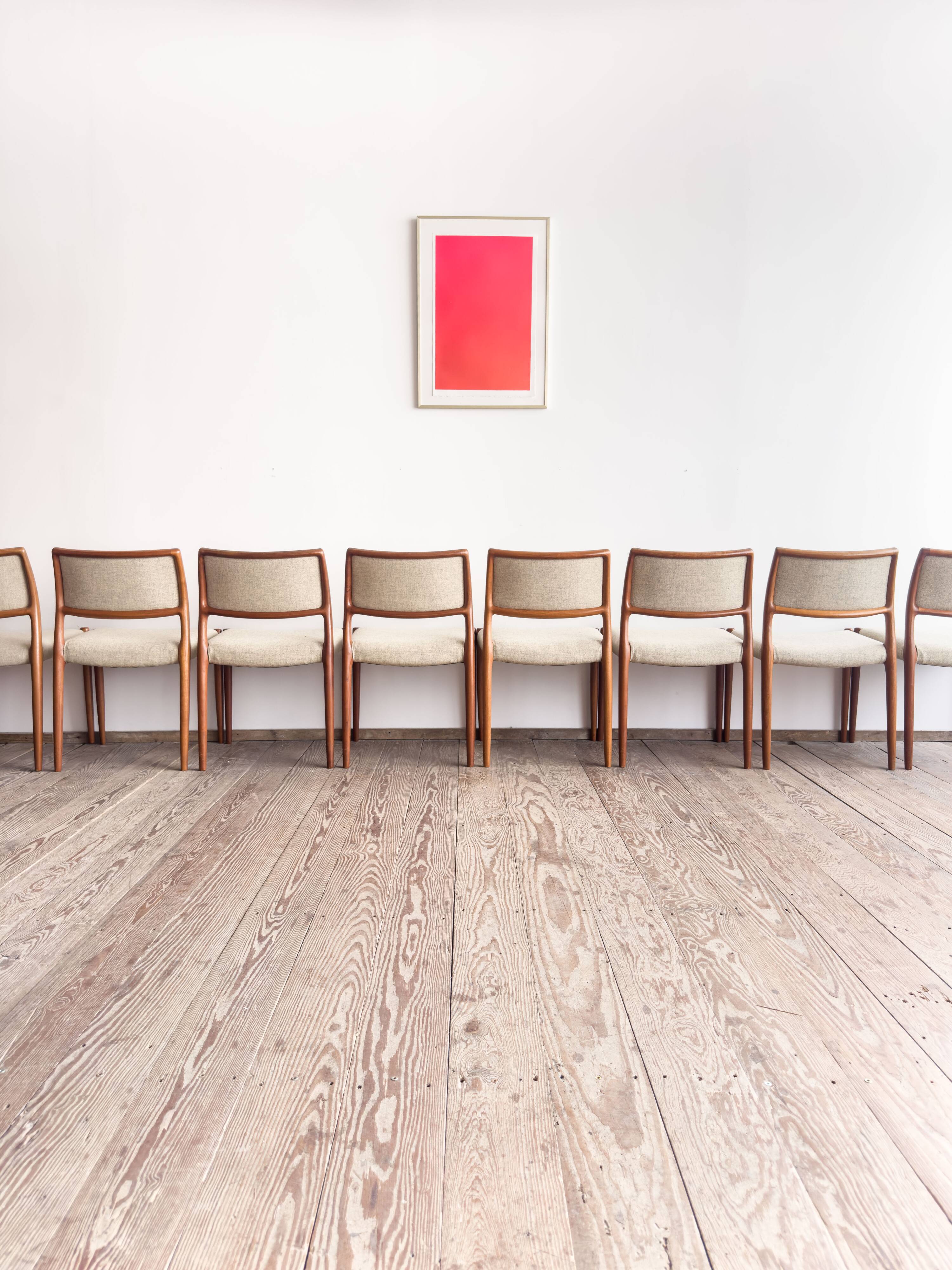 Set of 8 chairs #80 in teak by Niels O. Møller, JL Moller, Mid Century
