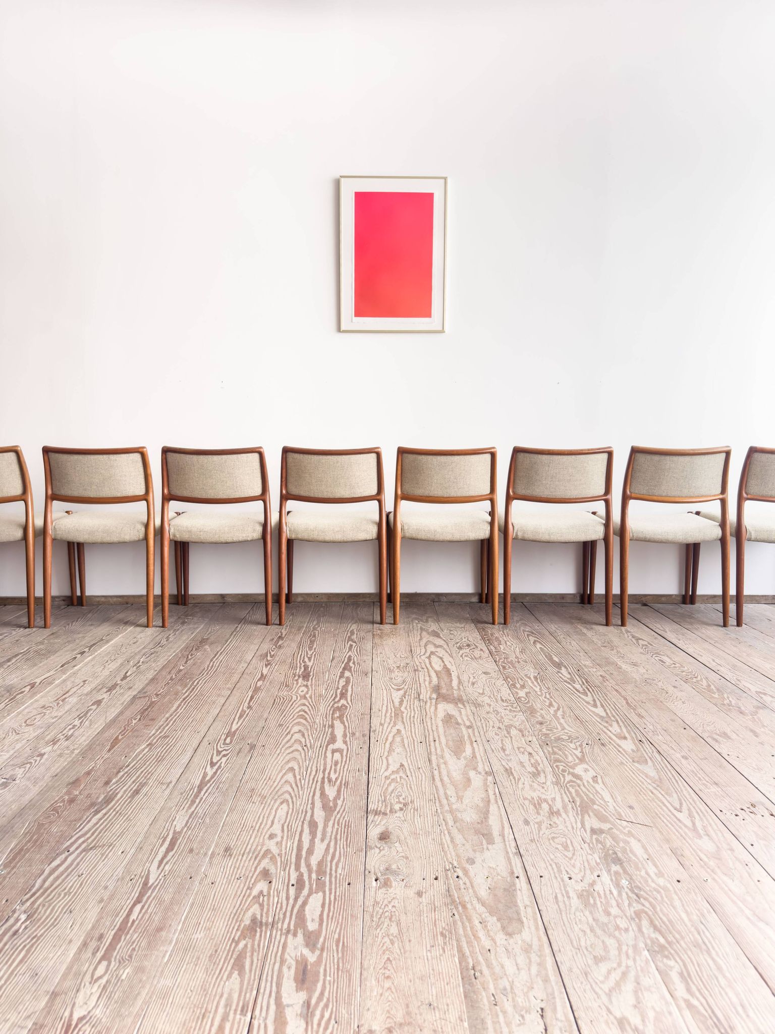 Set of 8 chairs #80 in teak by Niels O. Møller, JL Moller, Mid Century