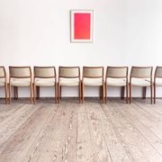 Set of 8 chairs #80 in teak by Niels O. Møller, JL Moller, Mid Century
