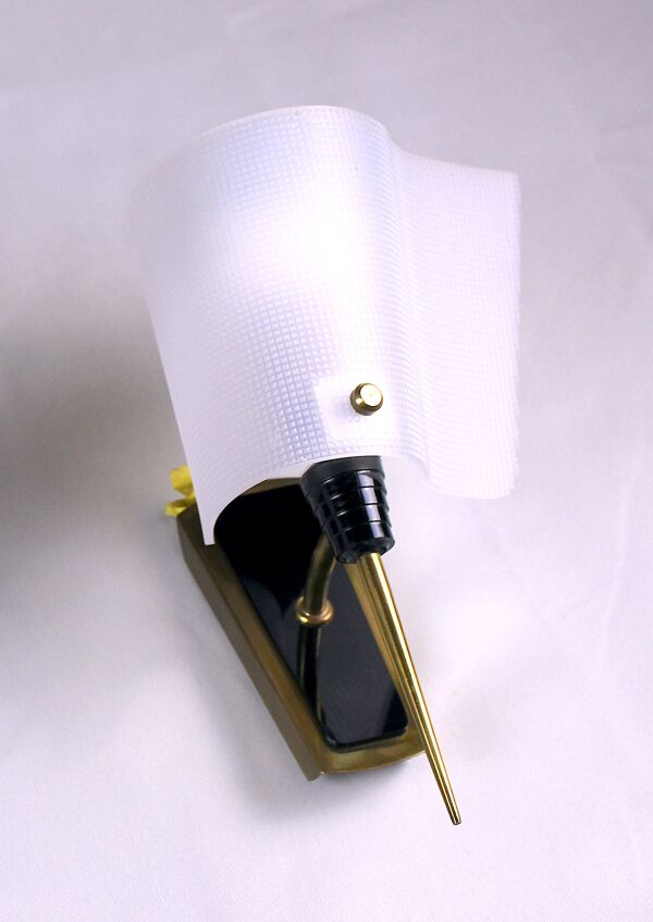 Ensemble d'appliques laiton perspex et metal France mid-century