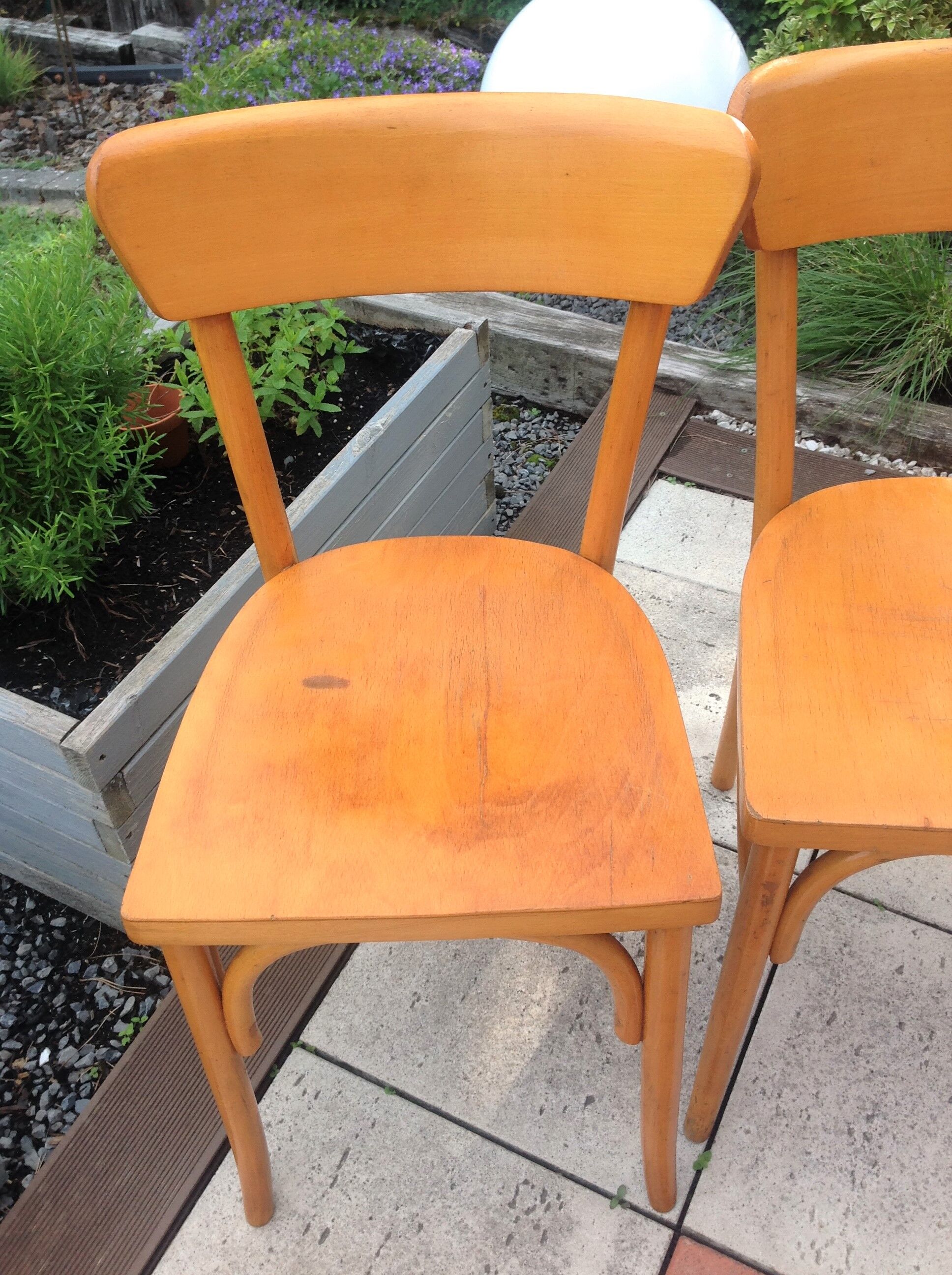 Suite of five bistro chairs feet with hoops / vintage 50s-60s