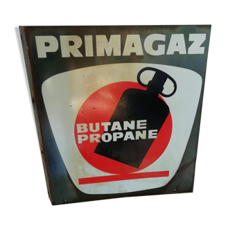 Primagaz panneau publicitaire en tôle emmaillée double face.