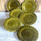 6 old Sarreguemines slip plates