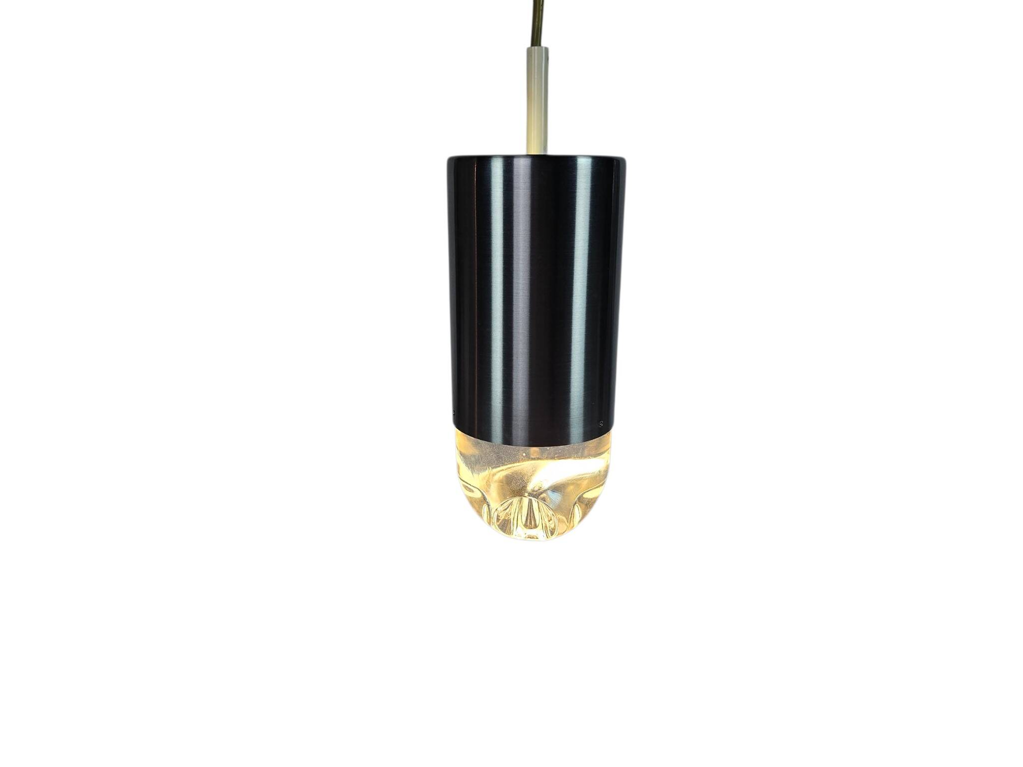Raak Amsterdam - B 1015 - suspended lamp 'bullet' - aluminium - crystal - 1960s