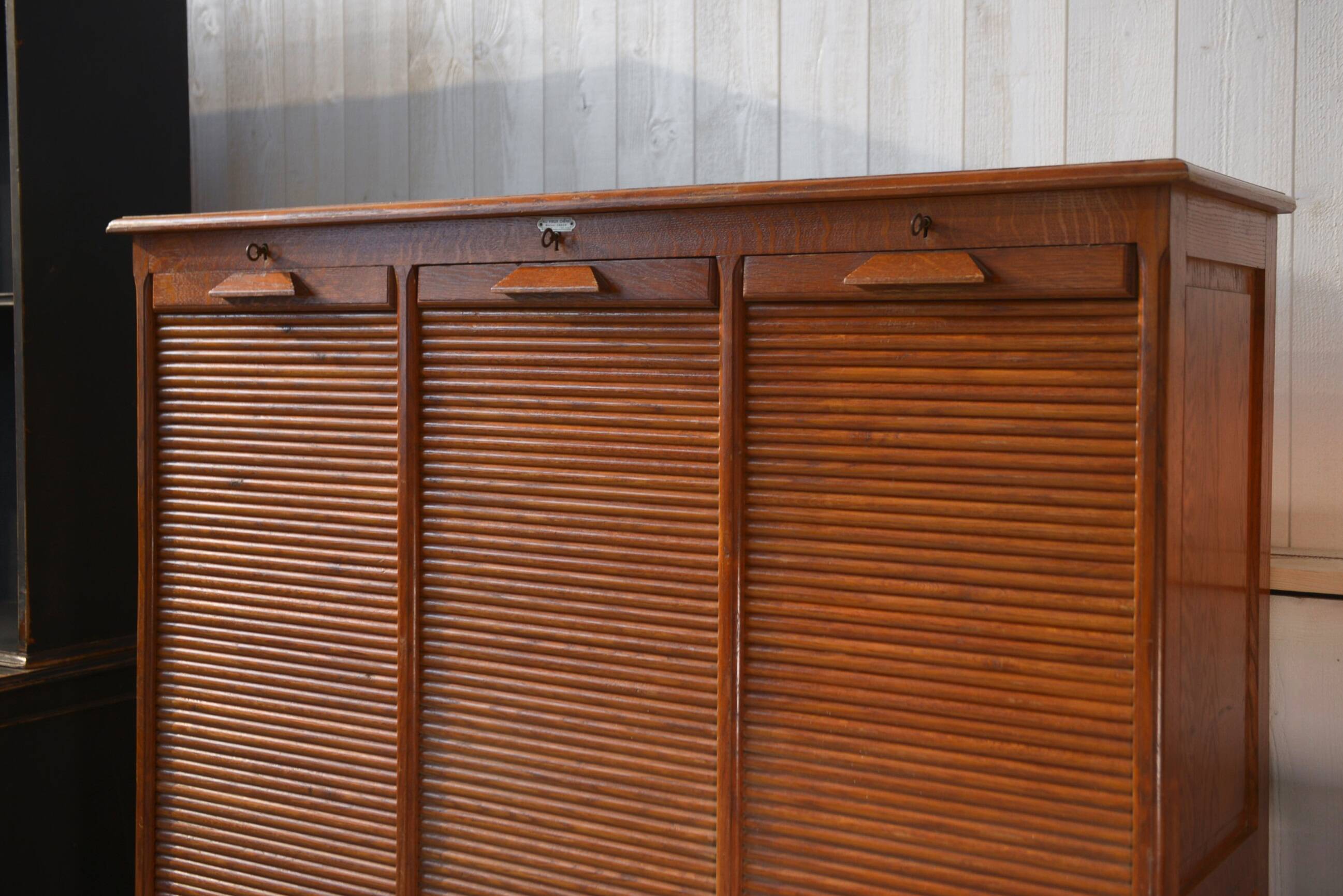 Wooden notary cabinet with shutter from the brand "Au vieux chêne" 1950's