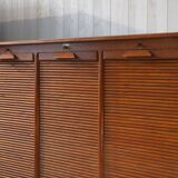 Wooden notary cabinet with shutter from the brand "Au vieux chêne" 1950's