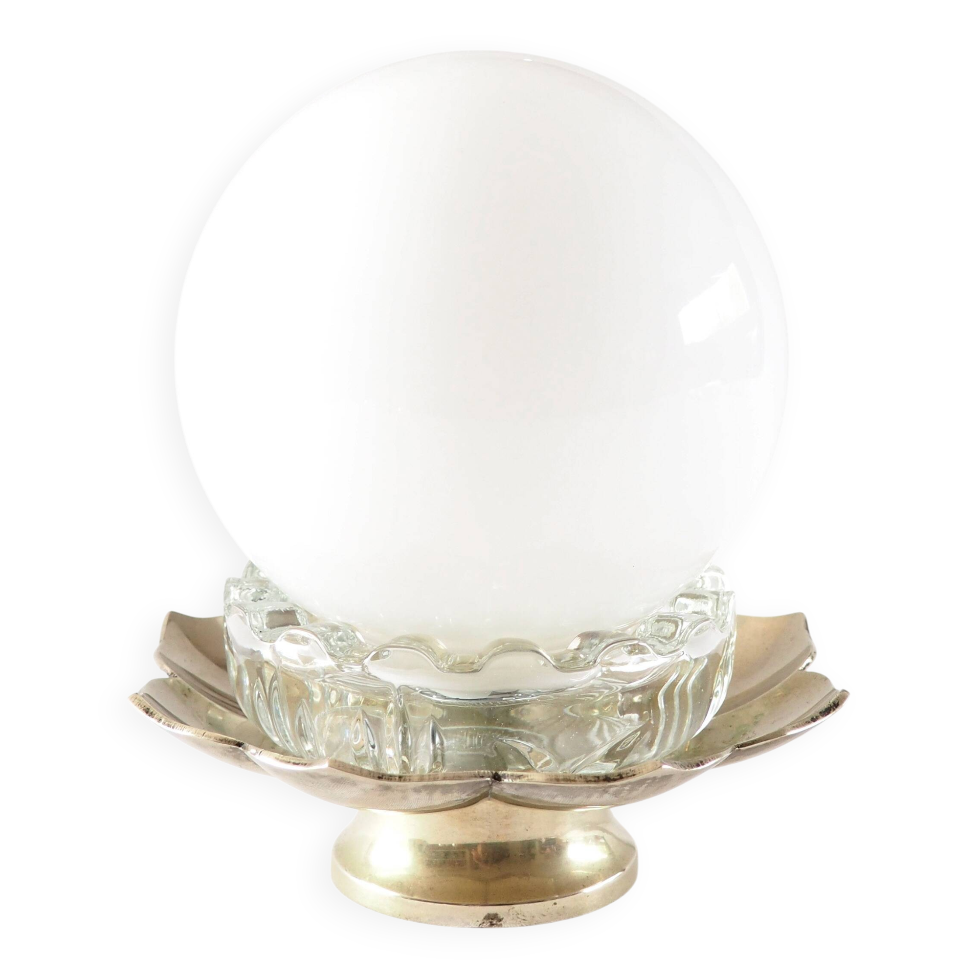 Lotus lamp, silver metal, ball