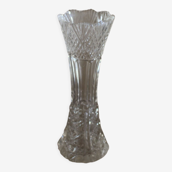 Vase soliflore verre ancien ciselé