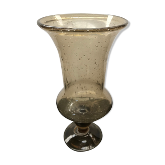 Vase sur pied style Biot verre bullé vintage