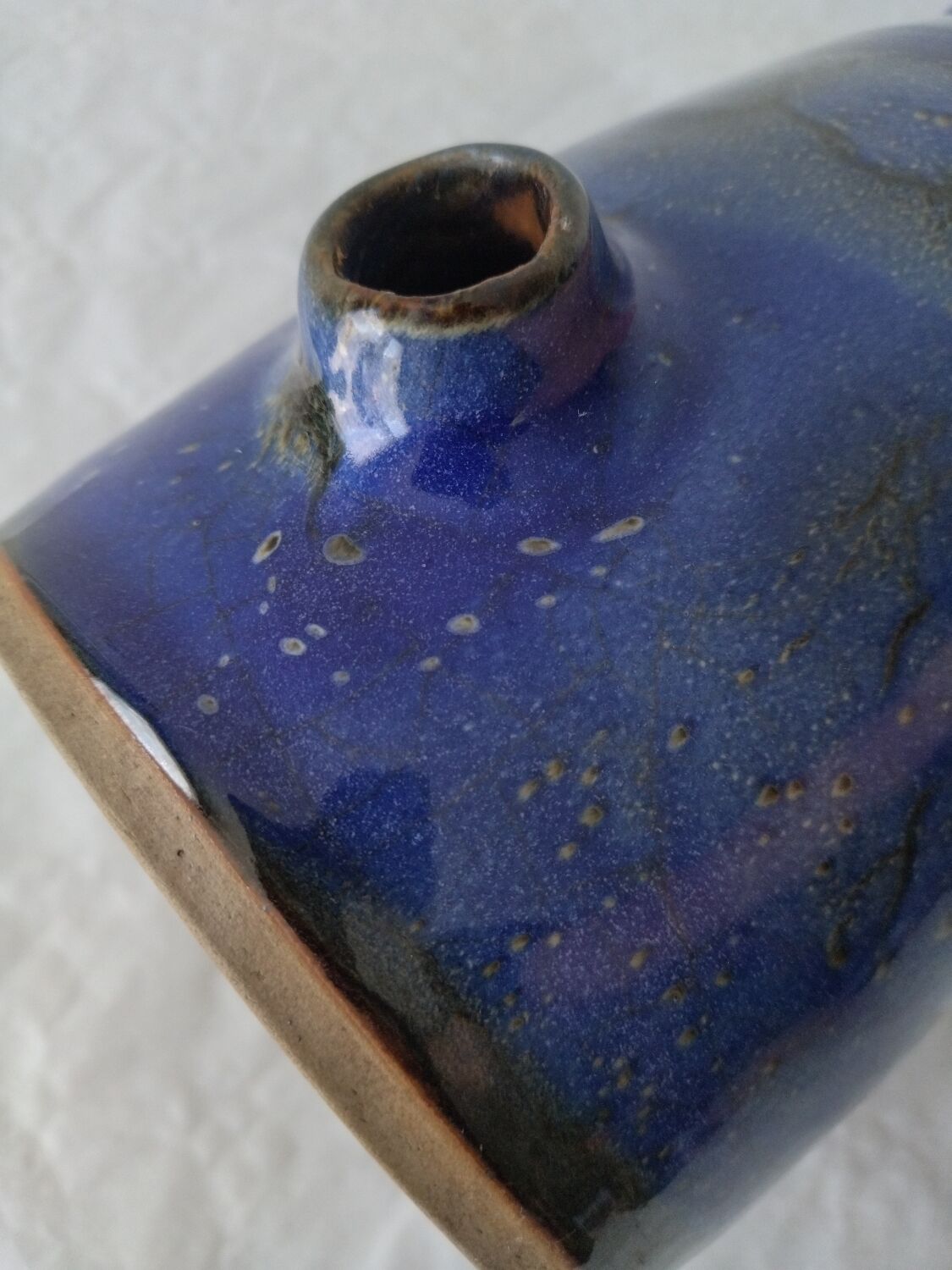 Vinaigrier in blue ceramic signed Couffil