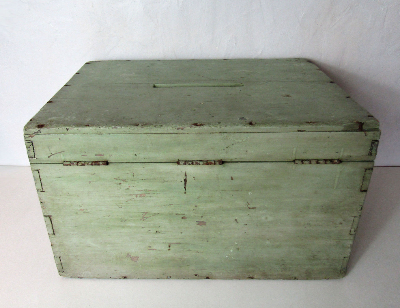 Wooden box voting urn green almond